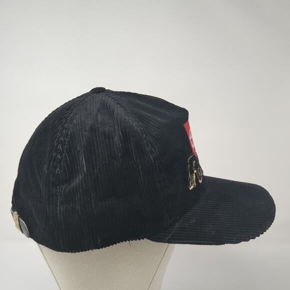 Coors Rodeo Slideback Hat Black One Size Solid Leather Strap Corduroy - Picture 4 of 8